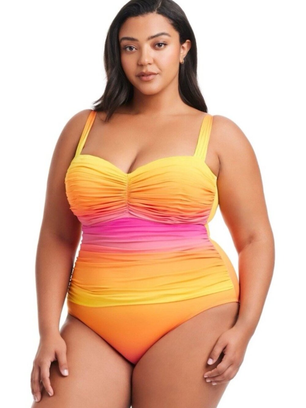 $125 Bleu by Rod Beattie Ruched Underwire One Piece Swimsuit Rosa 22W pmy0626b